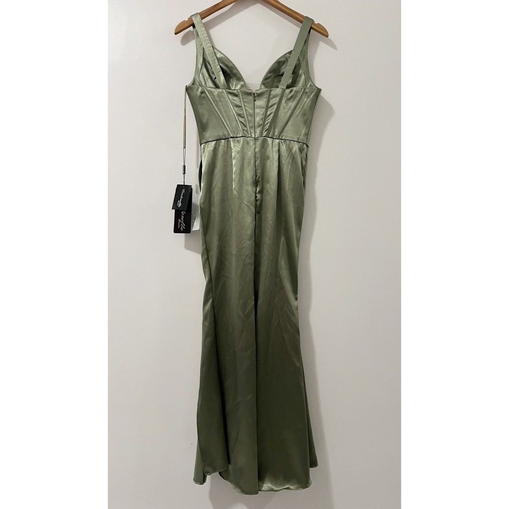 Cinderella Divine Greenery Satin Corset Gown Prom Bridesmaid Evening Dress 6 - Picture 3 of 9